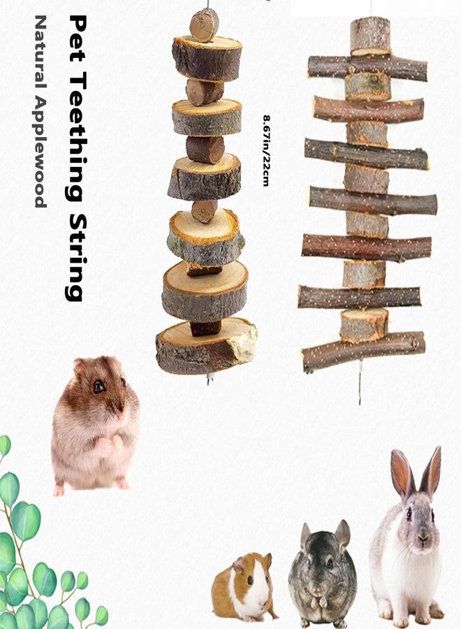VYNFLICK Rabbit Chew Toys, 2Pcs Bunny Chew Toys for Teeth Grinding, Natural Rabbit Toys Apple Wood Treat for Guinea, Hamsters, Pigs, Bunnies, Chinchillas, Small Pets - Image 3
